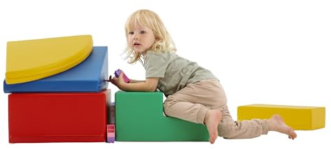 IGLU SOFT PLAY Corner Climber Kletterblöcke 5-teilig (Multicolour) | Firm Step Schaumstoff | Veganes Leder | CE-zertifiziert | Fördert Motorik & Kreativität | Leicht zu Reinigen