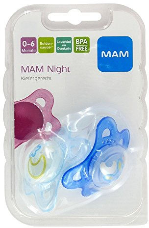 Verdes Mam Night Schnuller 0-6 Monate/Silikon, Farblich Sortiert, 2Er
