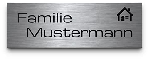 Türschild Namensschild personalisiert mit Gravur | hochwertiges Briefkastenschilder ab 5x2 cm | Edelstahl Schild selbstklebend oder blank | Namenschilder für Haustür Briefkasten mit Namen graviert