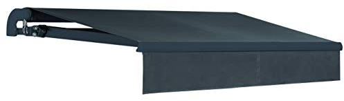 Jet-Line Markise 5 x 3 m in Anthrazit – Sonnenschutz mit Kurbel, UV-Schutz, wetterfest, manuell ausfahrbar, ideal für Terrasse & Balkon
