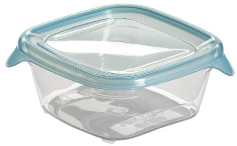 Curver 180507 Fresh'N Go Boîte Hermétique de Conservation Carré Polypropylène Transparent/Bleu 11 x 11 x 5 cm
