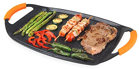 Orbegozo GDB 4700 Plancha Grill de Aluminio Fundido, Superficie Antiadherente, Asas de Goma, Apta para Lavavajillas, Libre de PFOA