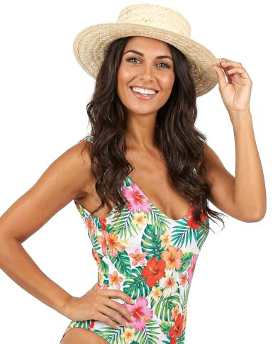 DEGUISE TOI - Chapeau canotier en paille adulte - Chapeau - Taille Unique - - Accessoires pour déguisement - Paille - - Carnaval