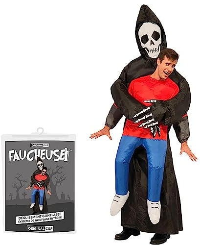 AirSuit Déguisement Gonflable Faucheuse | Costume Insolite Halloween | Qualité Premium | Taille Adulte 160 à 190cm | Polyester | Agréable à Porter | Résistant | Système de Gonflage | OriginalCup