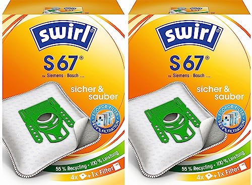 8 Original SWIRL S67 Staubsaugerbeutel für Siemens Synchropower VS 06 G 0000 - 9999