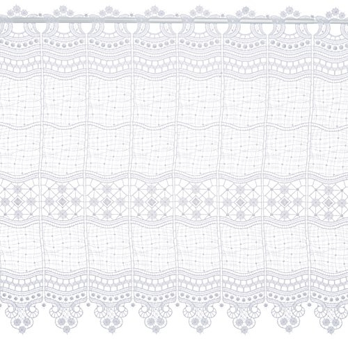 Plauener Spitze by Modespitze, Store Bistro Gardine Scheibengardine mit Stangendurchzug, hochwertige Stickerei, Höhe 58 cm, Breite 112 cm, Weiß