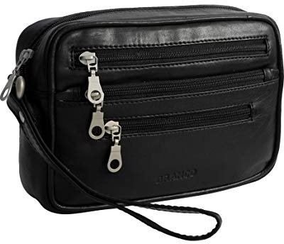 Branco Leder - sportlich - legere Leder HerrenHandgelenktasche, Herrentasche,Handtasche, Ledertasche, Einzelkammer verfügbar - präsentiert von ZMOKA® (Schwarz)