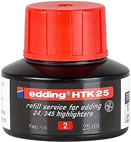 edding HTK 25 Nachfülltinte - rot - 25 ml - mit Kapillarsystem, ideal zum sauberen und unkomplizierten Nachfüllen der edding Textmarker e-345 und e-24
