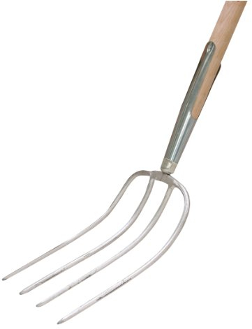 Xclou Garden Dunggabel mit 4 Zinken mehrfarbig, Mistgabel mit Schienenzwinge und Stiel aus hochwertigem Eschenholz, gute Handhabung und Kraftübertragung durch langen Stiel, Gesamtlänge der Gabel: ca. 135 cm