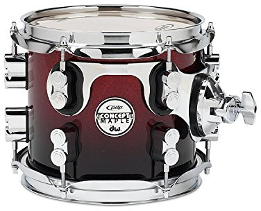 Pacific Drums Concept Maple Tom, 8 x 7, Red to Black Fade Lacquer