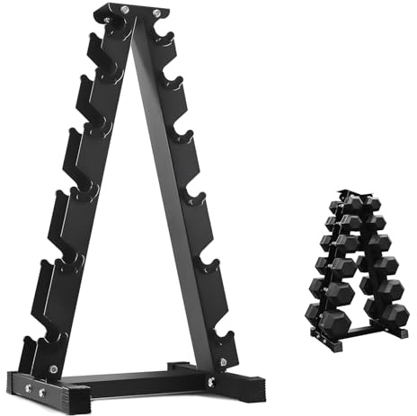 FK Sports 6 Tier Dumbbell Rack Black Heavy Duty Steel Dumbell Rack | With 400 Kg Load Bearing Capacity Hex Weight Stand | Dumbbell Tree for Home Gym weight Holder Fitness Equipment
