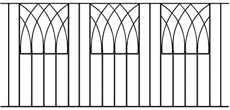 Abbey Modern Railing Panel 1830mm Gap x 815mm High galvanised Wrought Iron Steel Metal Fence Fencing ABZP01