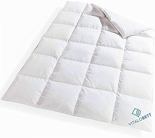 VitaloBett Ganzjahres-Decke Canadian Dreams - 4 Jahreszeiten-Bettdecke - Gänsedaunen Daunendecke - Allergiker Stepp-Decke - Wärmeklasse 3-155x200 cm