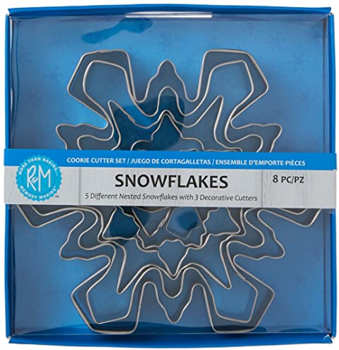 R&M International Snowflake Cookie Cutters, Assorted Designs and Accents, 8-Piece Set