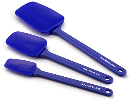Rachael Ray Tools and Gadgets Solid Spoonulas / Scraping Cooking Utensil Set - 9-1/2-Inch, 10-Inch, and 12-1/2, Blue