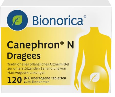 Canephron N Dragees – 4-fach stark bei leichter Blasenentzündung, zur Unterstützung der Blase, mit pflanzlichen Wirkstoffen, für Erwachsene und Jugendliche ab 12 Jahren, 120 St | Bei Blasenentzündung* I Blasenentzündung* ohne Antibiotikum I Harnwege I Einzigartige Pflanzenkombination I Ab 12 Jahren