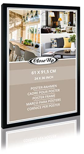 Close Up Posterrahmen 61 x 91,5 cm, Bilderrahmen aus MDF - Holzdekor - Holzoptik, Flat-Design, schwarz