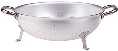 Pentole Agnelli Aluminium Profi 3 mm, Nudelsieb A DREI Füße mit Zwei Griffen 28 cm Silber/schwarz