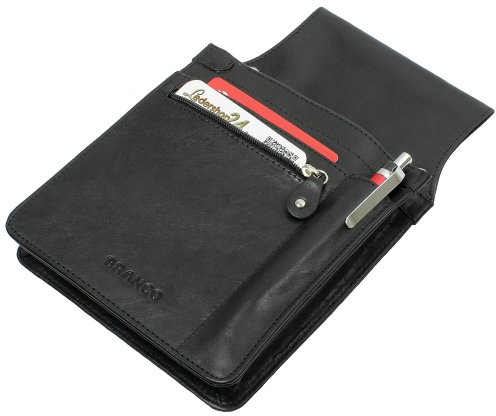 Ledershop24 Branco Kellnertasche Holster Halfter mit Reißverschlussfach Rindsleder Farbe Schwarz - Achtung ohne Kellnergeldbörse