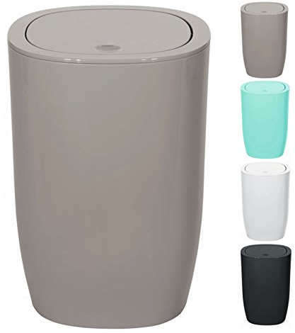 Spirella 1018258 Design Kosmetikeimer Pure Treteimer Schwingdeckeleimer Abfallbehälter mit Schwingdeckel 5 Liter (ØxH): 17 x 25 cm Taupe