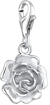 Nenalina Rose Karabiner Charm Anhänger für Bettelarmband aus 925 Silber | Damen-Charm-Anhänger für alle gängigen Charmträger Charm-Club Clasp-Charms 925er Sterling-Silber