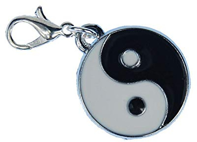 Miniblings Yin Yang Yoga Charm Zeichen Taijitu schwarz weiß versilbert | Zum Kombinieren gedacht, gefertigt in Berlin, ein Mitbringsel mit Charakter