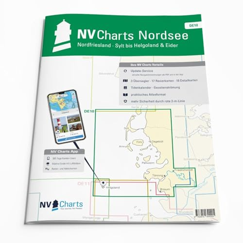 NV Atlas Nordfriesland DE 10 mit App Lizenz - Seekarte Nordsee - Sylt bis Helgoland & Eider