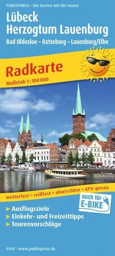 Publicpress Radkarte Lübeck, Herzogtum Lauenburg, Bad Oldesloe, Ratzeburg, Lauenburg/Elbe 1:100.000: Radkarte mit Ausflugszielen, Einkehr- und ... abwischbar. 1:100000 (Radkarte: RK)