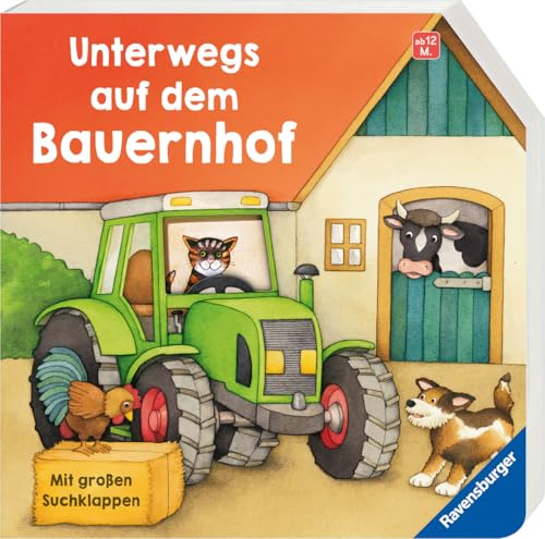 Unterwegs auf dem Bauernhof - Pappbilderbuch ab 1 Jahr, Bilderbuch mit Klappen, Entdeckerbuch: Mit großen Suchklappen