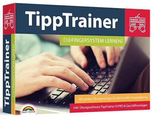 10 Finger Tippen für zu Hause am PC lernen - blind jedes Wort finden - Maschinenschreiben inkl. Tipp Trainer Software für den PC