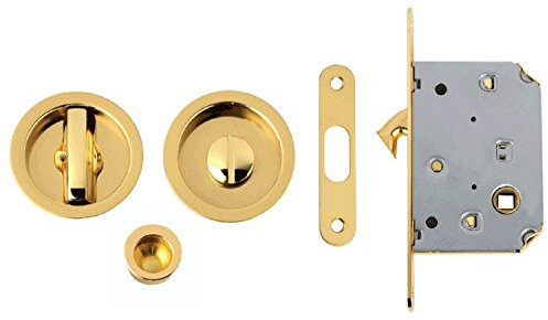 SCORRI KIT 1B kit per porte scorrevoli - Blocca tondo con serratura B (Ottone Lucido)