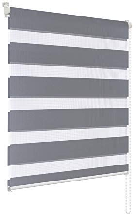 Rapid Teck Doppelrollo Klemmfix ohne Bohren in Grau - 120cm x 150cm - Duo Rollo für Fenster ohne Bohren - Fensterrollo innen ohne Bohren - Doppelrollo ohne Bohren inkl. Zubehör