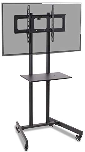 Duronic TV Stand Chrome & Glass Stand for 30” -80” Flat Screen Television LCD/LED/OLED/QLED, With Tilt & Swivel, VESA Up to 600x400, Capacity, With Media Shelf (TVS5T1)