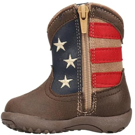 ROPER Kids Boys American Patriotic Square Toe Casual Boots Mid Calf - Brown - Size 6 M