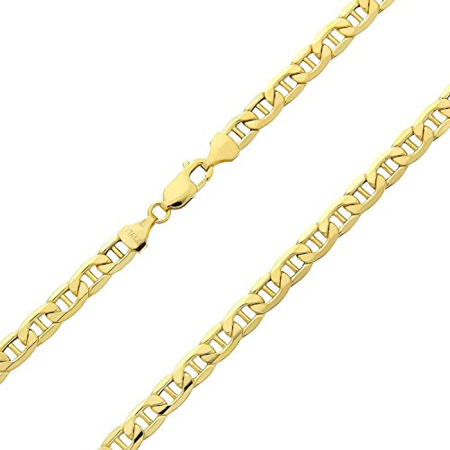 PRINS JEWELS Flach Mariner Kette 14 Karat 585 Gold Gelbgold 3.10 mm | Italienisch Flache Marinerkette aus echtem 14 Karat 585 Gelbgold - Breite 3.10 mm