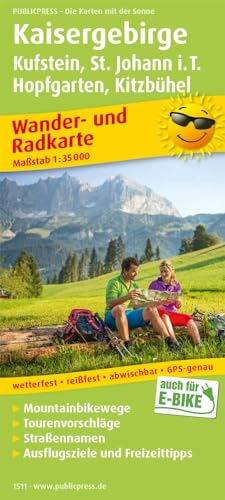 Kaisergebirge, Kufstein - St. Johann i.T., Hopfgarten - Kitzbühel: Wander- und Radkarte mit Ausflugszielen & Freizeittipps, wetterfest, reißfest, ... 1:35000 (Wander- und Radkarte: WuRK)