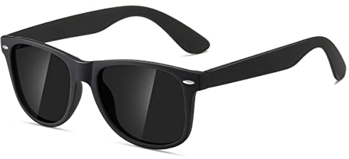 kimorn Polarizzate Occhiali Da Sole Classico Unisex Corno In Rotazione Anni Retro AE0300 (Nero, 52)