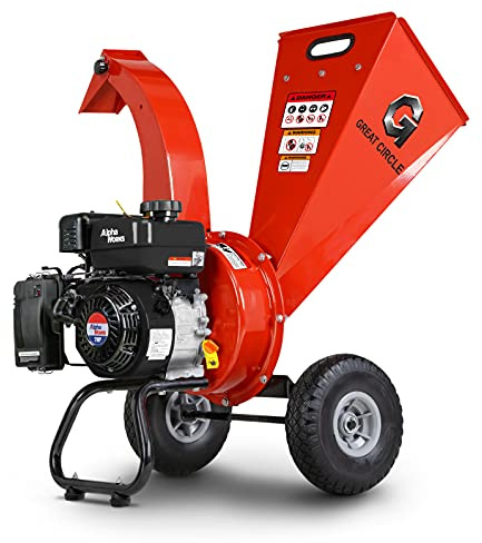 GreatCircleUSA Mini Wood Chipper Shredder Mulcher Ultra Duty 7 HP Gas Powered 3 Inch Max Wood Capacity EPA/CARB Certified Aids in Fire Prevention and Building Firebreaks