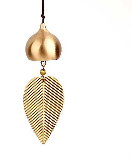 Campana Colgante de Hoja Dorada para Apertura de Puerta, Campana de Buena Suerte, Campana de Feng Shui, Campanilla de Viento, decoración de Ventana del hogar, Campana para Riqueza y Seguro Colgante