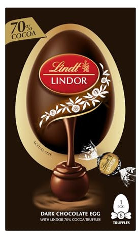 Lindt Lindor 70 Percent Dark Chocolate Easter Egg 260g – Dark Chocolate Truffles with a Smooth Melting Filling – Premium Easter Chocolate Treat – Easter, gift