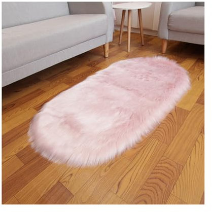 SHTGOI plyschmatta oval fuskpäls soffa matta syntetiskt fårskinn vardagsrum ullmatta hög lugg sängmatta matta matta pälsimitation långhårig fluffig mjuk soffmatta