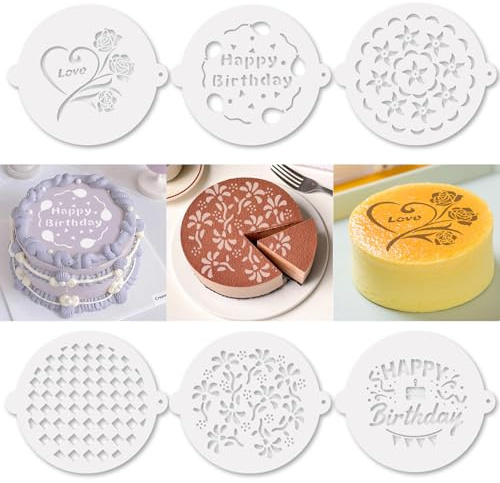 Tortenschablone, 6-teilige wiederverwendbare 8-Zoll Kuchendekoschablonen Torten Schablonen Rund kuchen schablonen zum Backen DIY Craft Decor