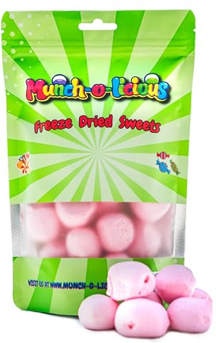 Munch-o-licious Bonbon Lyophilisé Fraise 150g - Délicieux Freeze Dried Candy - Bonbons Cire - Fruits Lyophilisés - Friandises Fruitées Amusantes - Gourmandise pour Petits et Grands