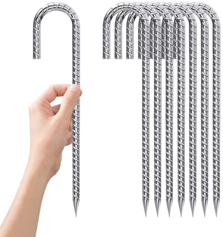 Erdanker-Bodenanker-30cm, Zeltheringe Verzinkt J-förmige Heringe ErdnäGel Stabil Bodenanker Trampolin Zelt Metall Haken für Camping Die Sicherung Von Zaun Zelten Gartenarbeit Usw 10pcs