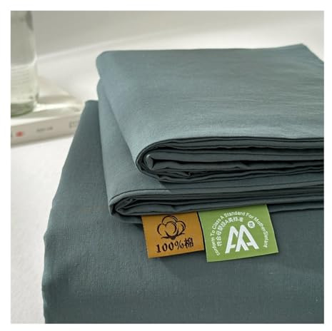 Bettlaken ohne Gummizug Betttuch Haustuch Flaches Laken Weich 100% Gewaschener Baumwolle ohne Gummizug Bequem und Atmungsaktiv(Dark Green,230x245cm)