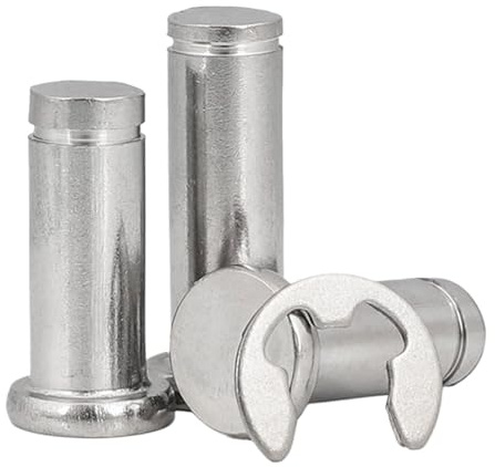 Idomin 304 Stainless Steel Flat Head Shaft Pin/Grooved Cylindrical Pin/Snap Ring Locating Pin/Fixed Hole Pin(5set M8X20)
