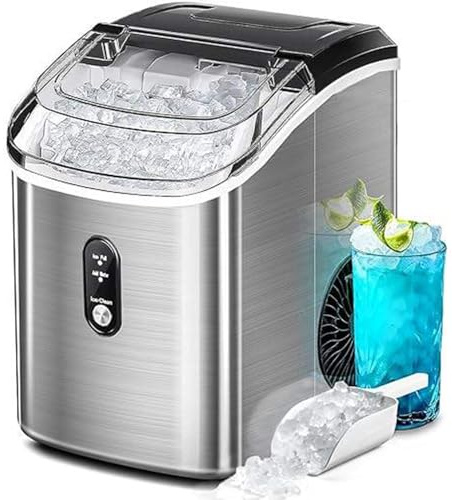 MZBDYYF Máquina de Fabricantes de Hielo con Canasta y Cucharada, pequeño Fabricante de Hielo de encimera para el Oficina en casa, autolimpieza, 33 lbs/24h