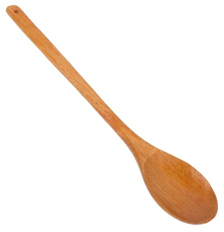 Large Wooden Spoons for Cooking, Long Handle Wooden Big Ladle Spatula Mixing Baking Serving Spoon Non Stick Kitchen Utensil Tasting Stirring Bamboo Spoons 16 inches