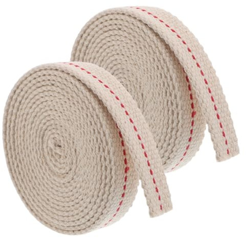 Toyvian Mèche De Rechange pour Lampe à Pétrole Plate 1,2 Cm en Coton 100% Pure, Longueur Réglable, Compatible Lampes à Huile Vintage, Usage Camping Extérieur, Lot De 2 Rouleaux
