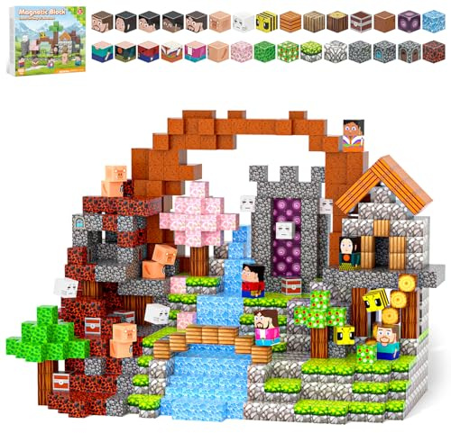Kryzomat Magnetische Bausteine 100 PCS, Magnetbausteine für 3+ Jahre, Magnet Spielzeug Sets für Kinder Jungen Mädchen, Abenteuer Thema für Geburtstag